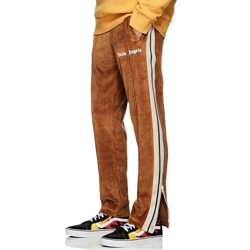 Palm Angels Tan Joggers with Cream Stripe